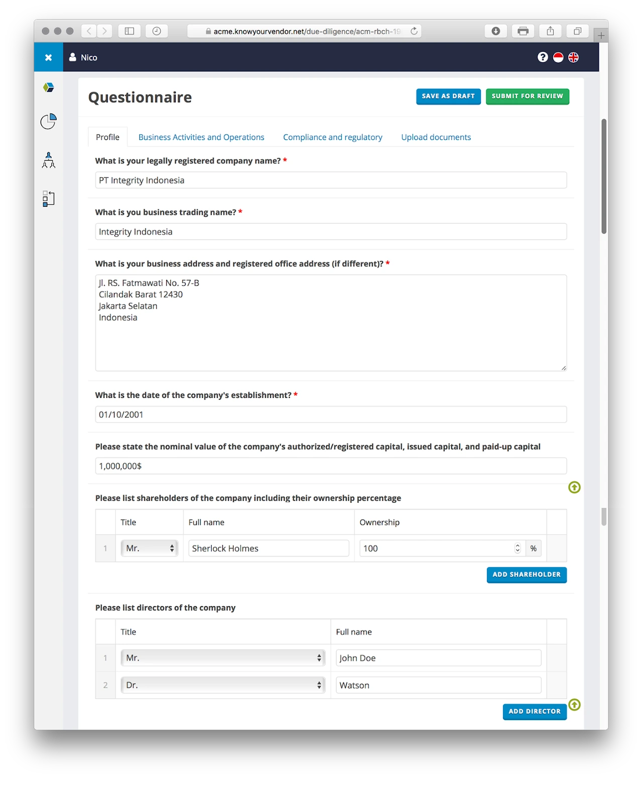 Vendor Onboarding